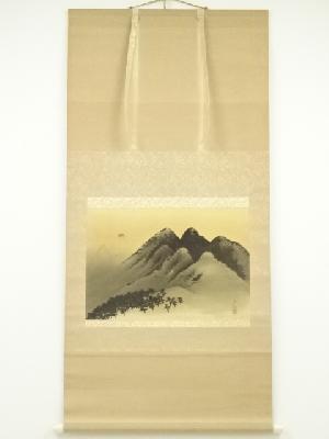 横山大観　模写　風景図　肉筆絹本掛軸（保護箱）